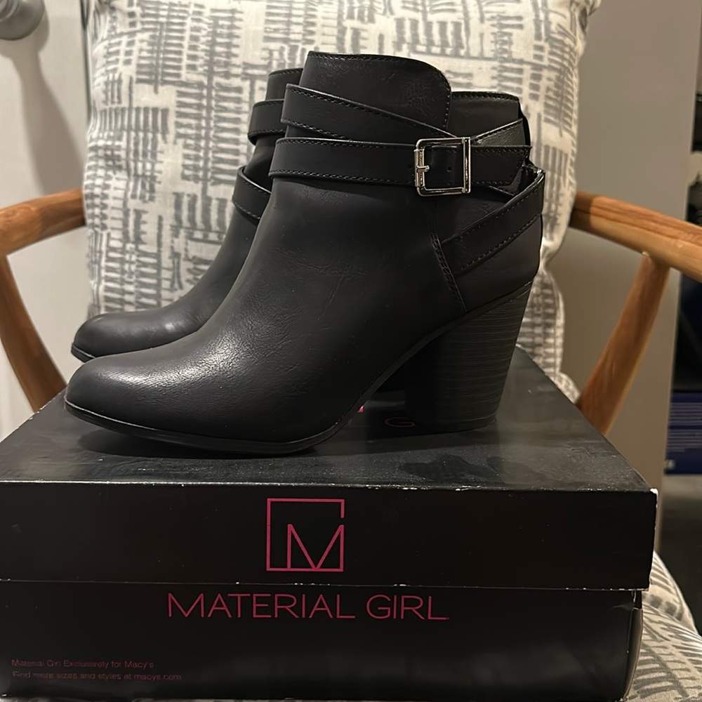 Material Girl black leather bootie size 10